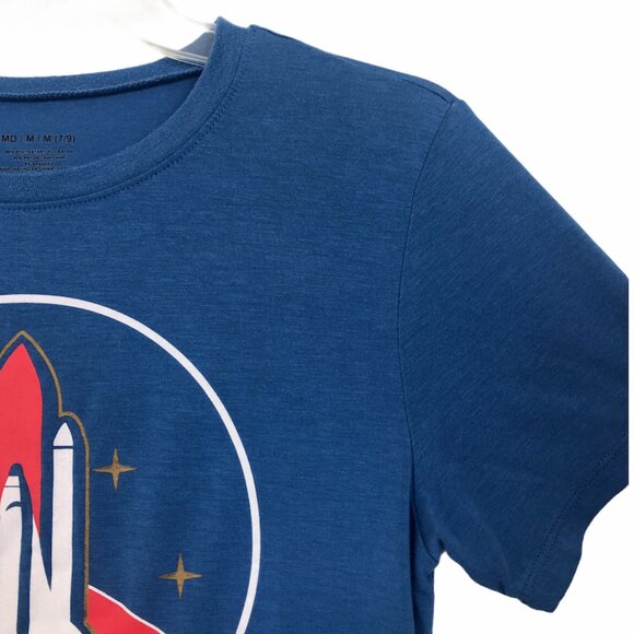 Mad Engine Retro Graphic Tee Womens Sz Medium NASA Space Shuttle Colorful Blue - Picture 6 of 6